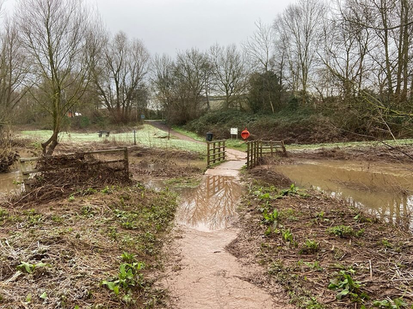 A photo of a flooded section of the River Tone